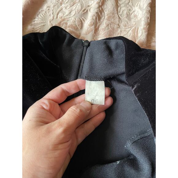 Vintage 70s Black Velour Top Maxi Evening Gown Gothic Witchy Dress Size medium - Picture 6 of 7